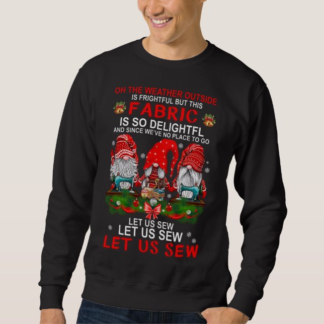 Låt oss se jul på Sew Gnomes Lång Ärmad Tröja (Framsida)
