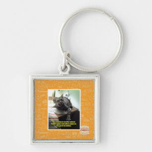 Låt oss se, om hon märker fyrkantig silverfärgad nyckelring