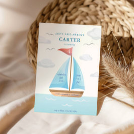 Låt oss segla- firar segelbåt nautiska födelsedag inbjudningar