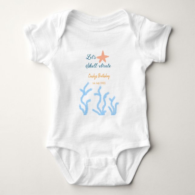 Låt oss shell-ebrata under det blåa havet födelsed t shirt (Framsida)