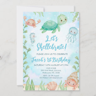 Låt oss Shellebrate Sea Turtle under Havsdagen Inbjudningar