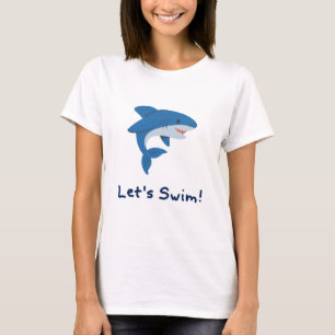 Låt oss simma haj tecknad t-shirt söt ocean kärlek