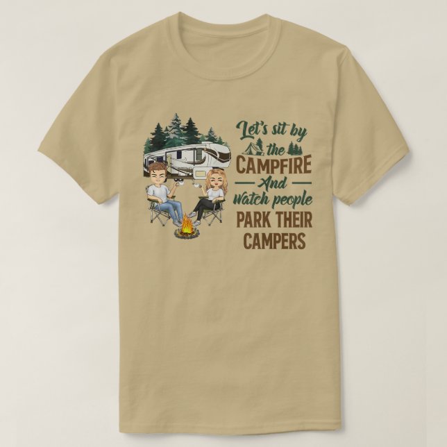 Låt oss sitt sittande vid Campfire och titta på Pe T Shirt (Design framsida)