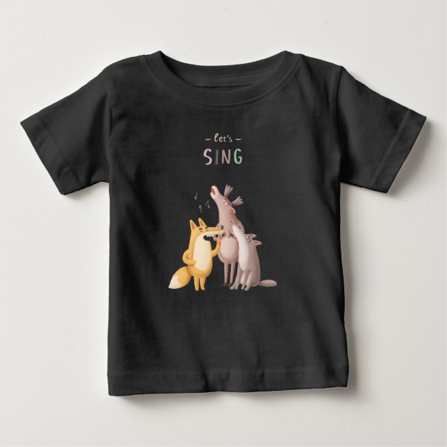 Låt oss Sjunga Woodland Animal Acapella Baby T-shi T Shirt (Framsida)