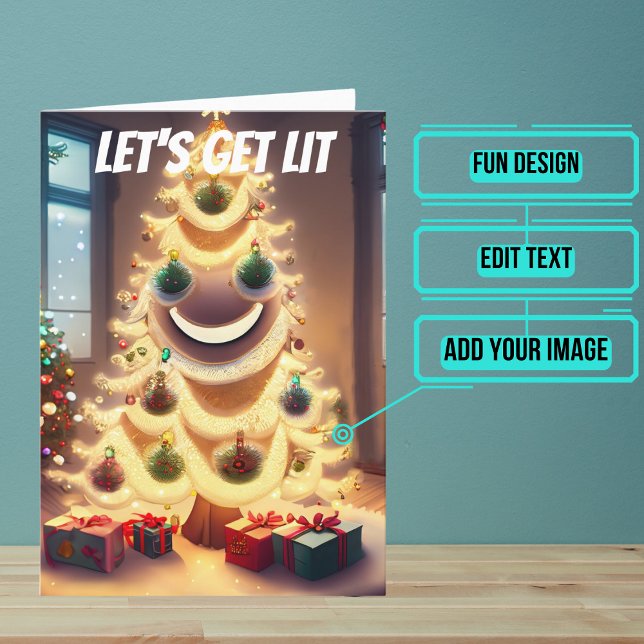 Låt oss Skaffa Lit Funny jul Helgdag Träd Kort (Share your love this year with a Holiday greeting card using a fun design.)