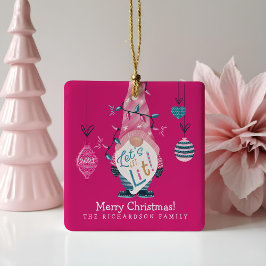 Låt oss Skaffa Lit Roligt Bright Gnome jul Ljus Julgransprydnad Keramik