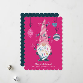 Låt oss Skaffa Lit Roligt Bright Gnome jul Ljus Julkort