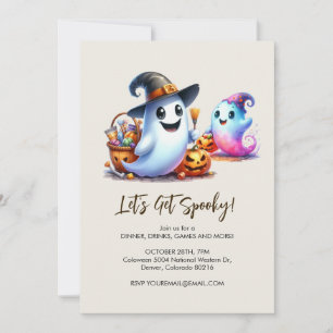 Låt oss Skaffa Spooky, 2 Cute Ghost Halloween Inbjudningar