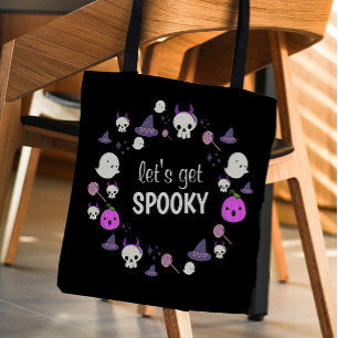 Låt oss Skaffa Spooky Ghost Modern Monogram Hallow Tygkasse