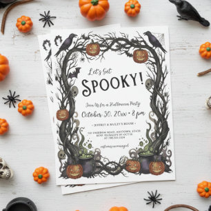 Låt oss Skaffa Spooky Pumpkin & Vines Halloween fe Inbjudningar