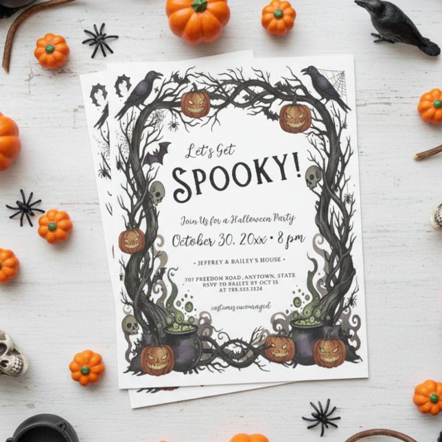 Låt oss Skaffa Spooky Pumpkin & Vines Halloween fe Inbjudningar (Skapare uppladdad)