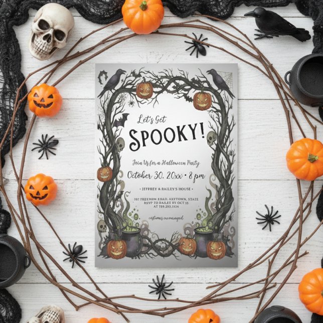 Låt oss Skaffa Spooky Pumpkin & Vines Halloween fe Inbjudningar (Skapare uppladdad)
