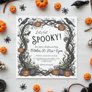 Låt oss Skaffa Spooky Pumpkins & Vines Halloween f Inbjudningar