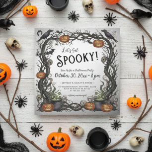 Låt oss Skaffa Spooky Pumpkins & Vines Halloween f Inbjudningar