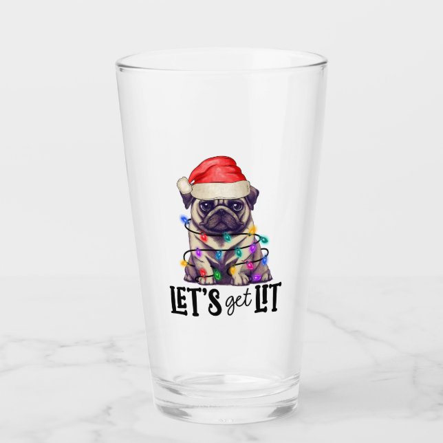 Låt oss skaka av dig Lit Pug i julklapp Ljus Glaskopp (Framsida)
