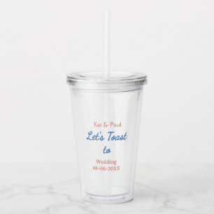 Låt oss skåla för bröllop namn datum enkelt par take away mugg