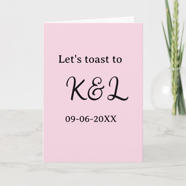 Låt oss skåla för förlovningsnamn bokstav rosa kort (Framsida)