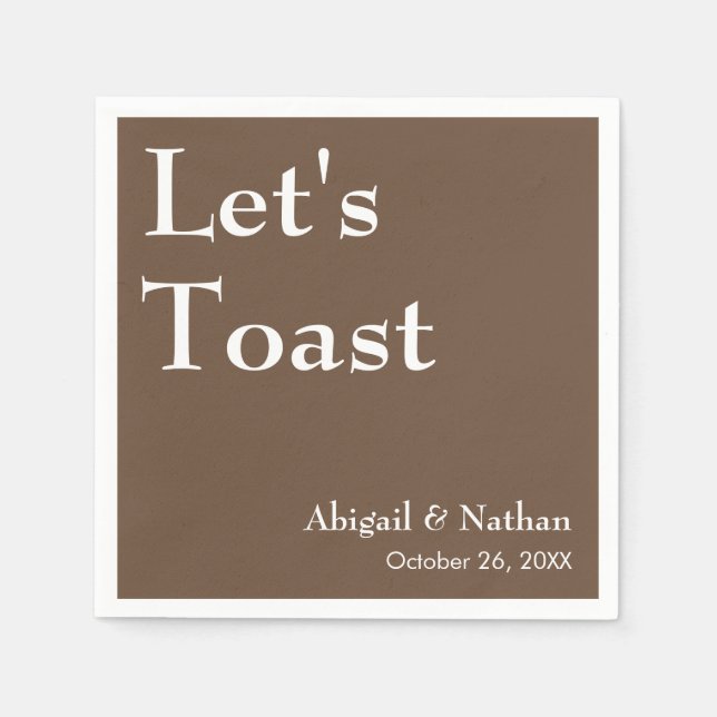 Låt oss skåla Mocha Bröllop Elegant Minimalistisk Pappersservett (Framsidan)