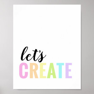 Låt oss skapa lekrum Pastell Regnbåge Poster