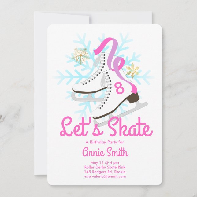 Låt oss Skate Ice Skate Party Inbjudningar (Framsida)