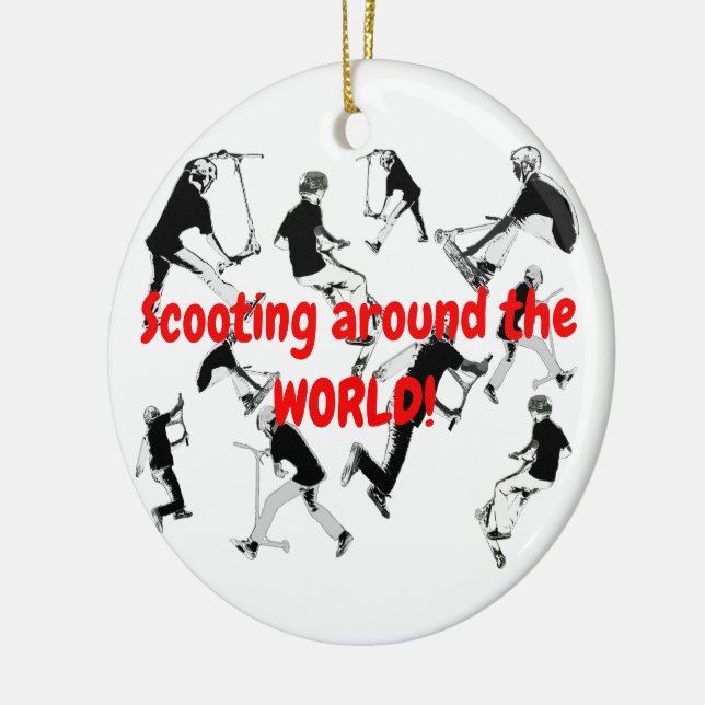 Låt oss Skate! - Roligten Stunt Scooter Julgransprydnad Keramik (Vänster)