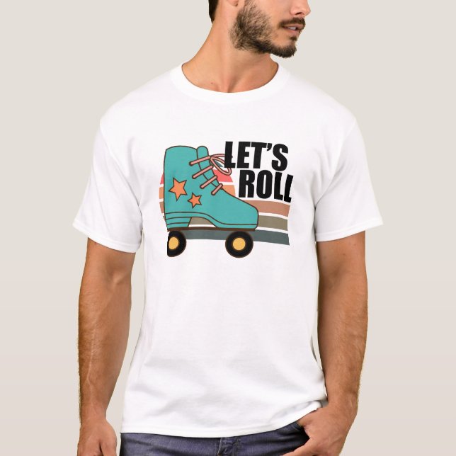 Låt oss Skater för rullrullskridskal Retro T Shirt (Framsida)