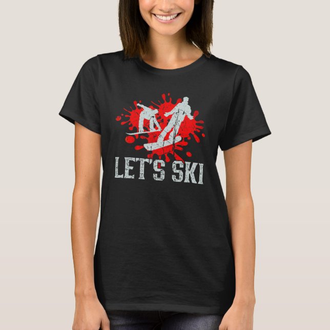 Låt oss Ski Vintage Snö Skiing T Shirt (Framsida)