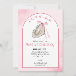 Låt oss Snäcka-fira Rosa Coquette Oyster Watercolo Spara Datumet