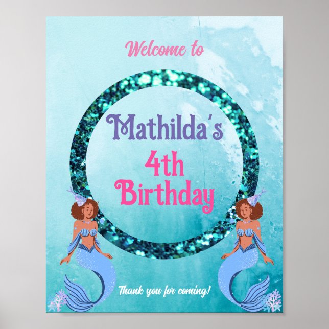 Låt oss Snäcka-fira! sjöjungfruns tema välkomnar j Poster (Framsidan)