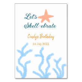 Låt oss snäcka under havets blå födelsedag bordsnummer