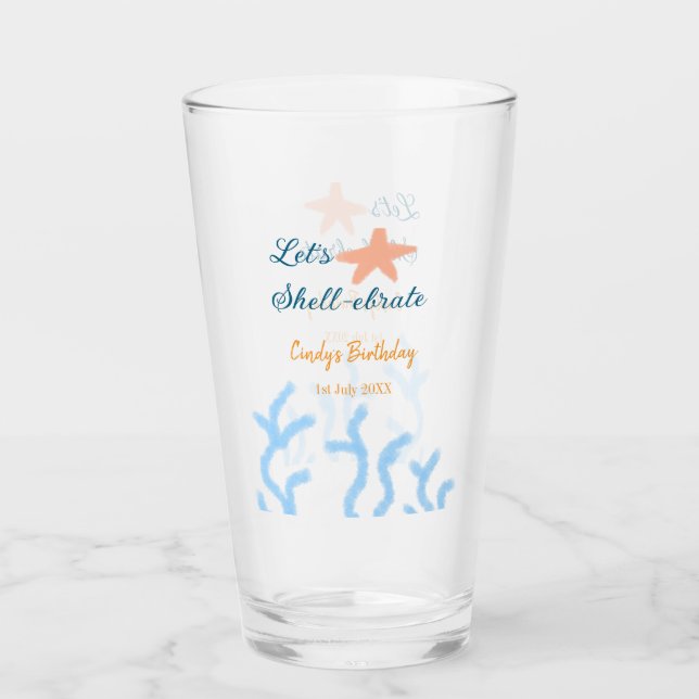 Låt oss snäcka under havets blå födelsedag glaskopp (Framsida)