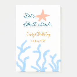 Låt oss snäcka under havets blå födelsedag post-it block