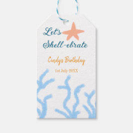 Låt oss snäcka under havets blå födelsedag presentetikett