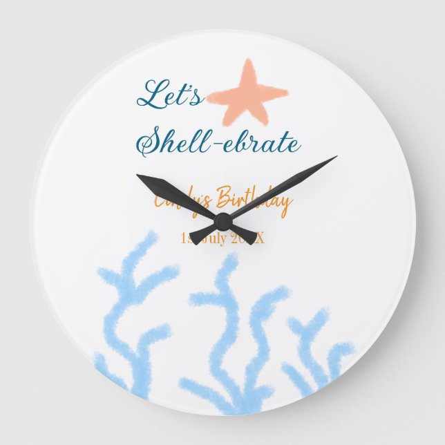 Låt oss snäcka under havets blå födelsedag stor klocka (Framsida)