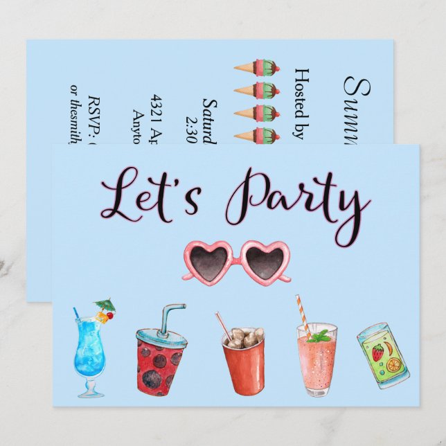 Låt oss sommarsoja i Party Inbjudningar (Fram/baksida)