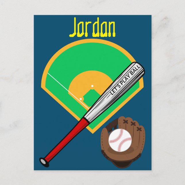 "Låt oss Spela Boll" Baseball Vykort (Framsida)