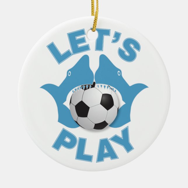 Låt oss spela fotboll julgransprydnad keramik (Framsidan)