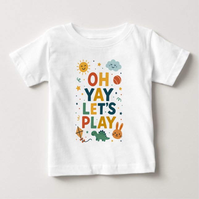 Låt oss Spela upp - Roligt Kids Room Wall Art T Shirt (Framsida)