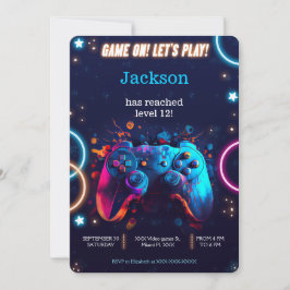 Låt oss spela upp videospel på födelsedagen inbjudningar