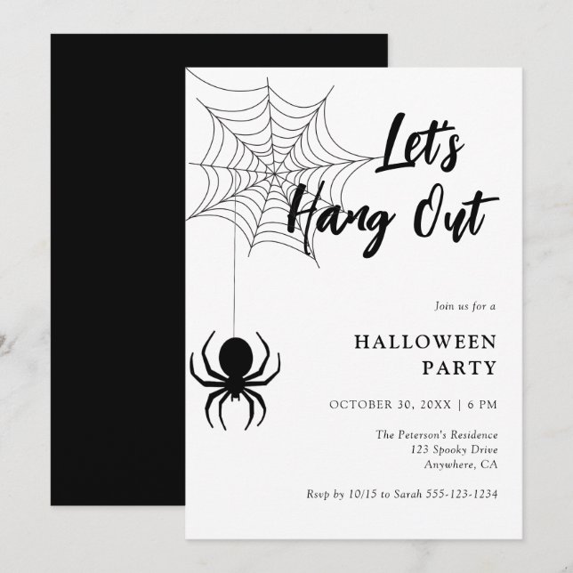 Låt oss Spindelnätet Halloween fest Inbjudningar (Fram/baksida)