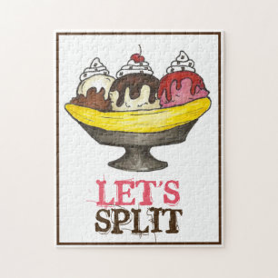 Låt oss Split Banana Ice Cream Sundae Dessert Food Pussel