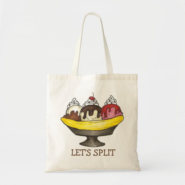 Låt oss Split Banana Ice Cream Sundae Glass Tote Tygkasse (Framsidan)