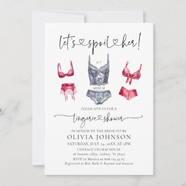 Låt oss Spoil Her Bra Lingerie Möhippa Inbjudningar (Framsida)
