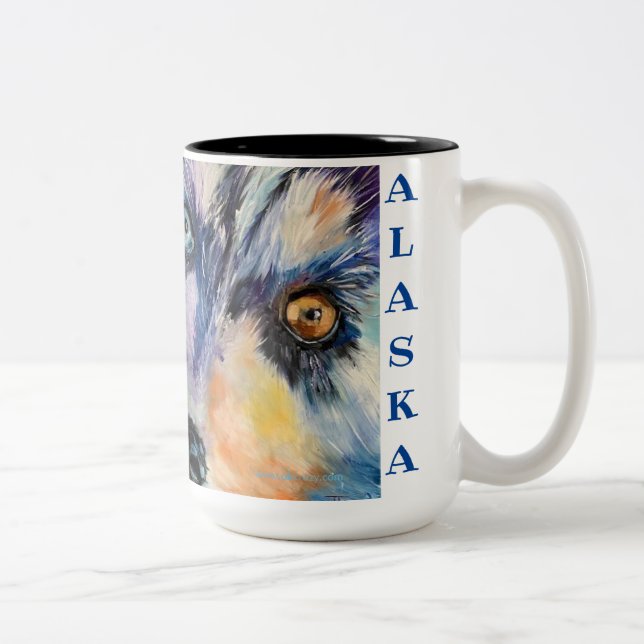 Låt oss Springa ALASKA, två tonar, 15oz kaffe mugg (Höger)