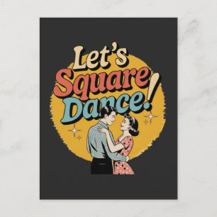 Låt oss square dance Retro square dance-gåva Vykort