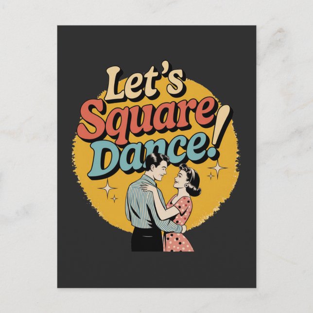 Låt oss square dance Retro square dance-gåva  Vykort (Framsida)