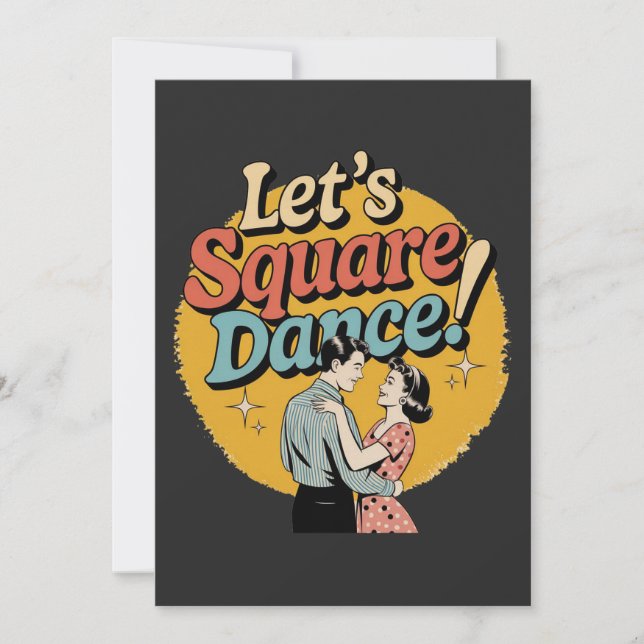 Låt oss square dance Retro square dance-present  Inbjudningar (Framsida)
