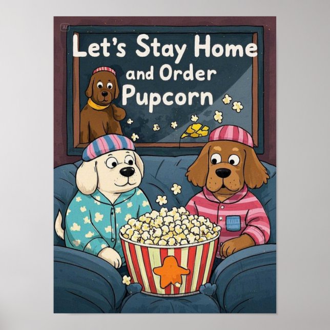 Låt oss stanna hemma och beställa valpsnackar Seri Poster (Framsidan)