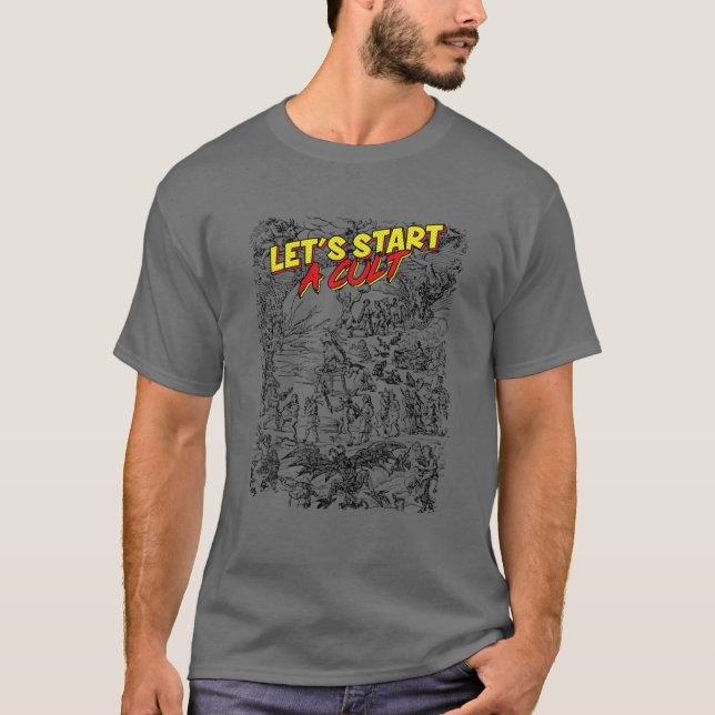 Låt oss Start A Cult - Demonic Witchcraft Art Funn T Shirt (Framsida)