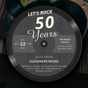 Låt oss Sten 50 års Music LP-Vintage 50:e födelsed Inbjudningar